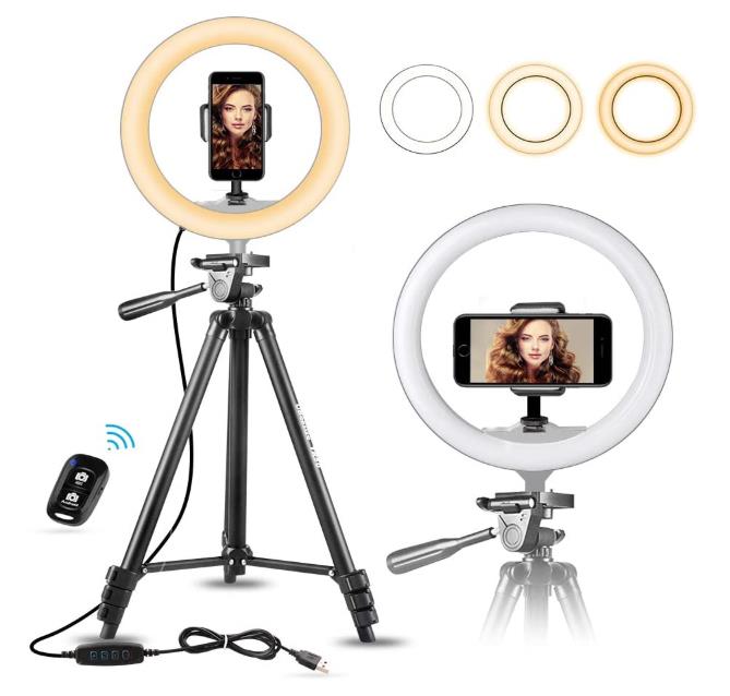 UBeesize Selfie Ringlicht 25,4 cm mit Ausziehbarem Stativ-Ständer